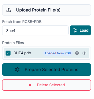 Upload Receptor button