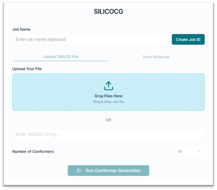Upload SMILES file tab