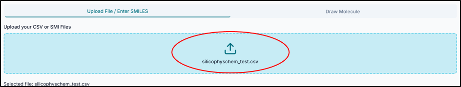 Upload file and specify SMILES column