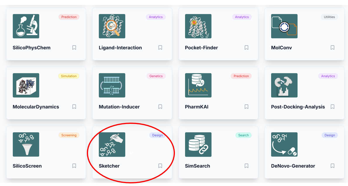 Sketcher tool on the SilicoXplore platform