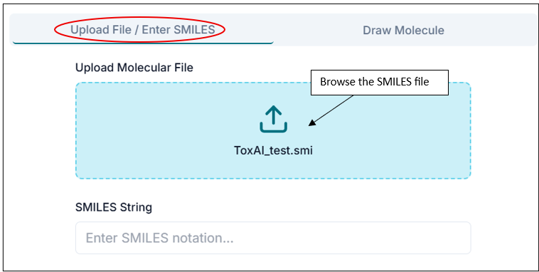 Upload SMILES/CSV file